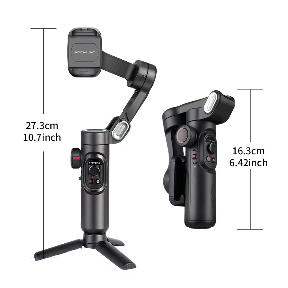 AOCHUAN 3-Axis Smartphone Gimbal Stabilizer with Fill Light - Perfect for Tiktok, Vlog, and Face Tracking!