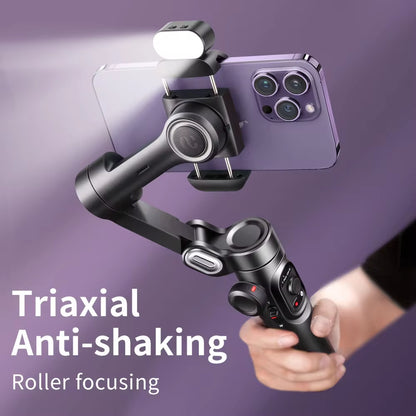 AOCHUAN 3-Axis Smartphone Gimbal Stabilizer with Fill Light - Perfect for Tiktok, Vlog, and Face Tracking!