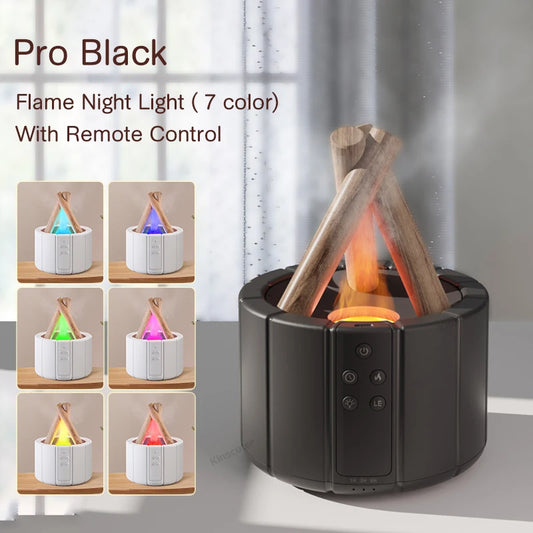 Simulated Flame Aroma Diffuser & Ultrasonic Cool Mist Humidifier with LED Essential Oil Lamp - Create a Cozy Atmosphere!