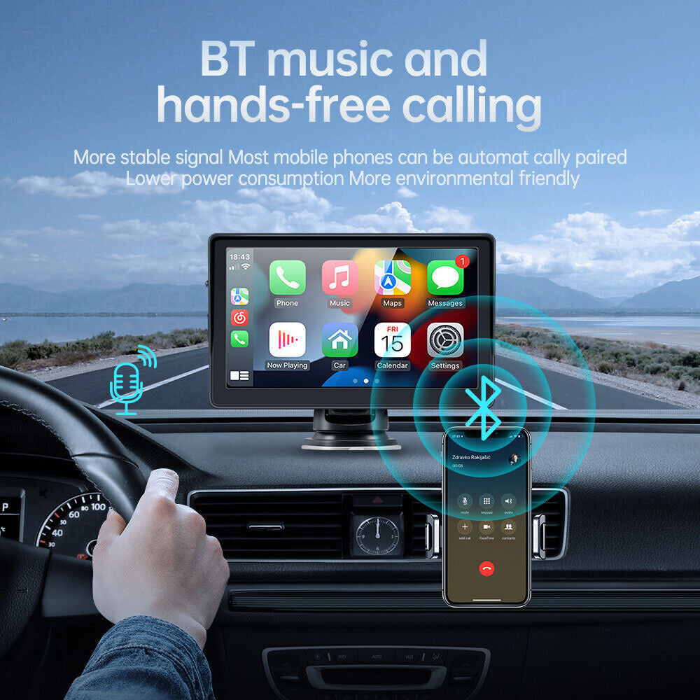 7" 2K Portable Touch Screen Wireless CarPlay & Android Auto - Upgrade Your Drive!