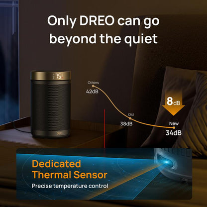 Dreo Space Heaters for Indoor, Portable Electric Heater for Home with Thermostat, 1-12H Timer, Eco Mode and Fan Mode, 1500W PTC Ceramic Fast Safety Energy Efficient Heater for Office Bedroom, Gold